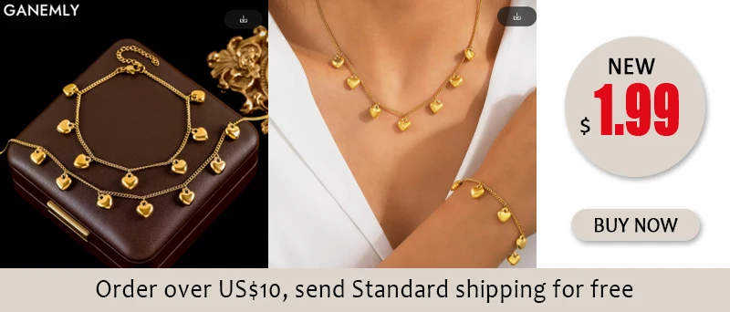 GANEMLY 316L Stainless Steel Flower Zirconia Bracelet Necklace Earrings Set Charm Metal Texture 18K Gold Plated Jewelry Women