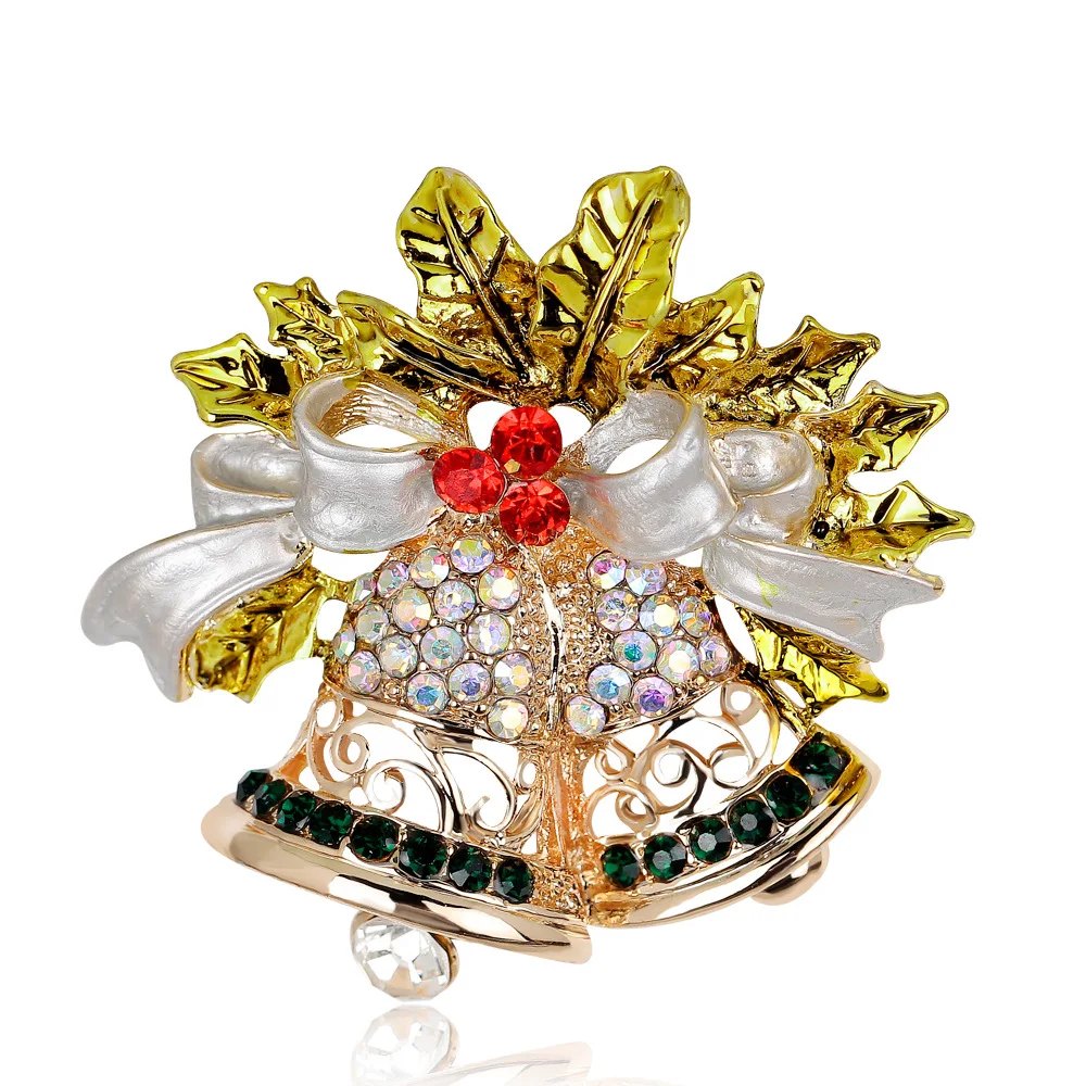 Luxury Rhinestone Christmas Tree Brooches for Women Exquisite Crystal Penguin Elk Snowman Brooch Pins Corsage Christmas Jewelry