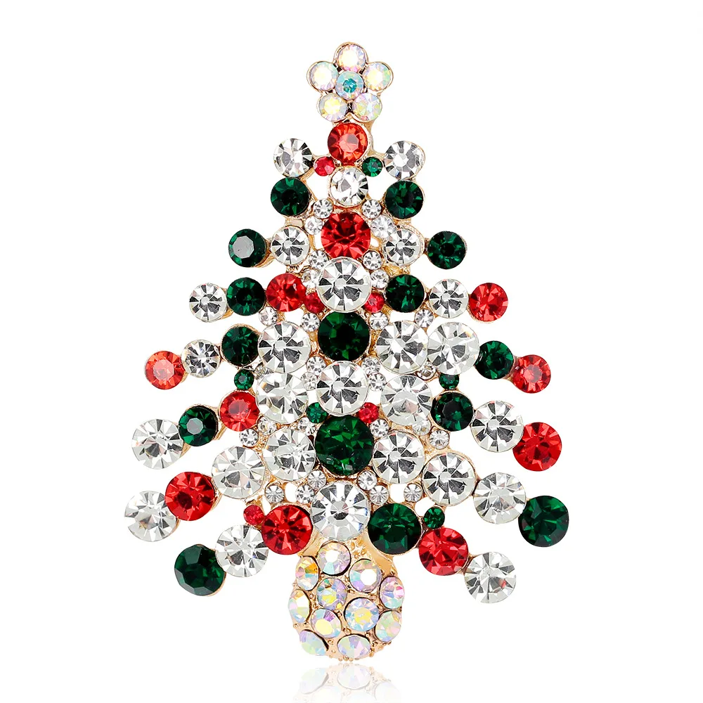 Luxury Rhinestone Christmas Tree Brooches for Women Exquisite Crystal Penguin Elk Snowman Brooch Pins Corsage Christmas Jewelry