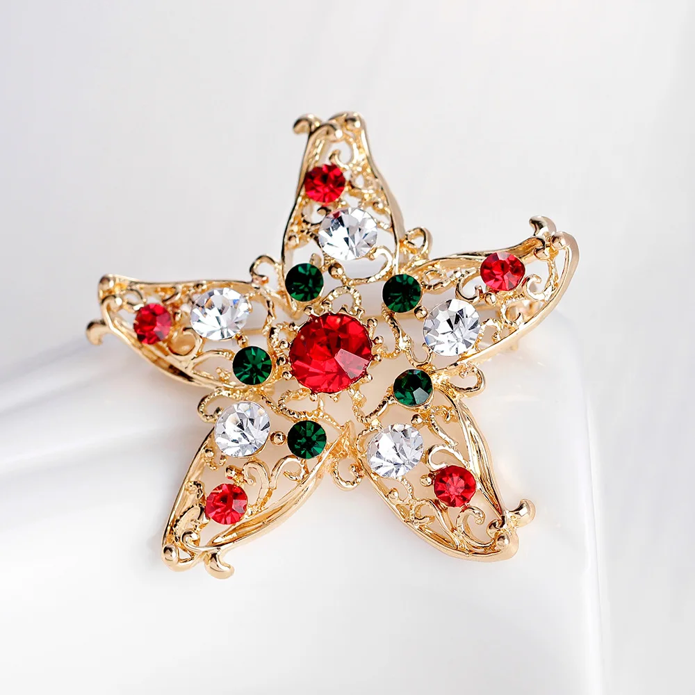 Luxury Rhinestone Christmas Tree Brooches for Women Exquisite Crystal Penguin Elk Snowman Brooch Pins Corsage Christmas Jewelry