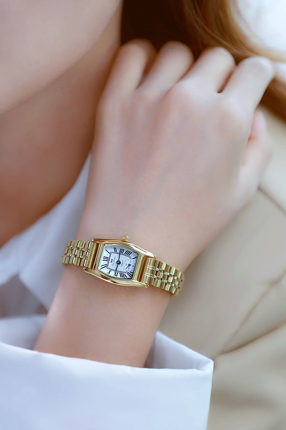 BS Women's Watch Versatile Retro Style Luxury Brand Leather Steel Straps Waterproof Ladies Fashion Quartz Clock Watches Gift