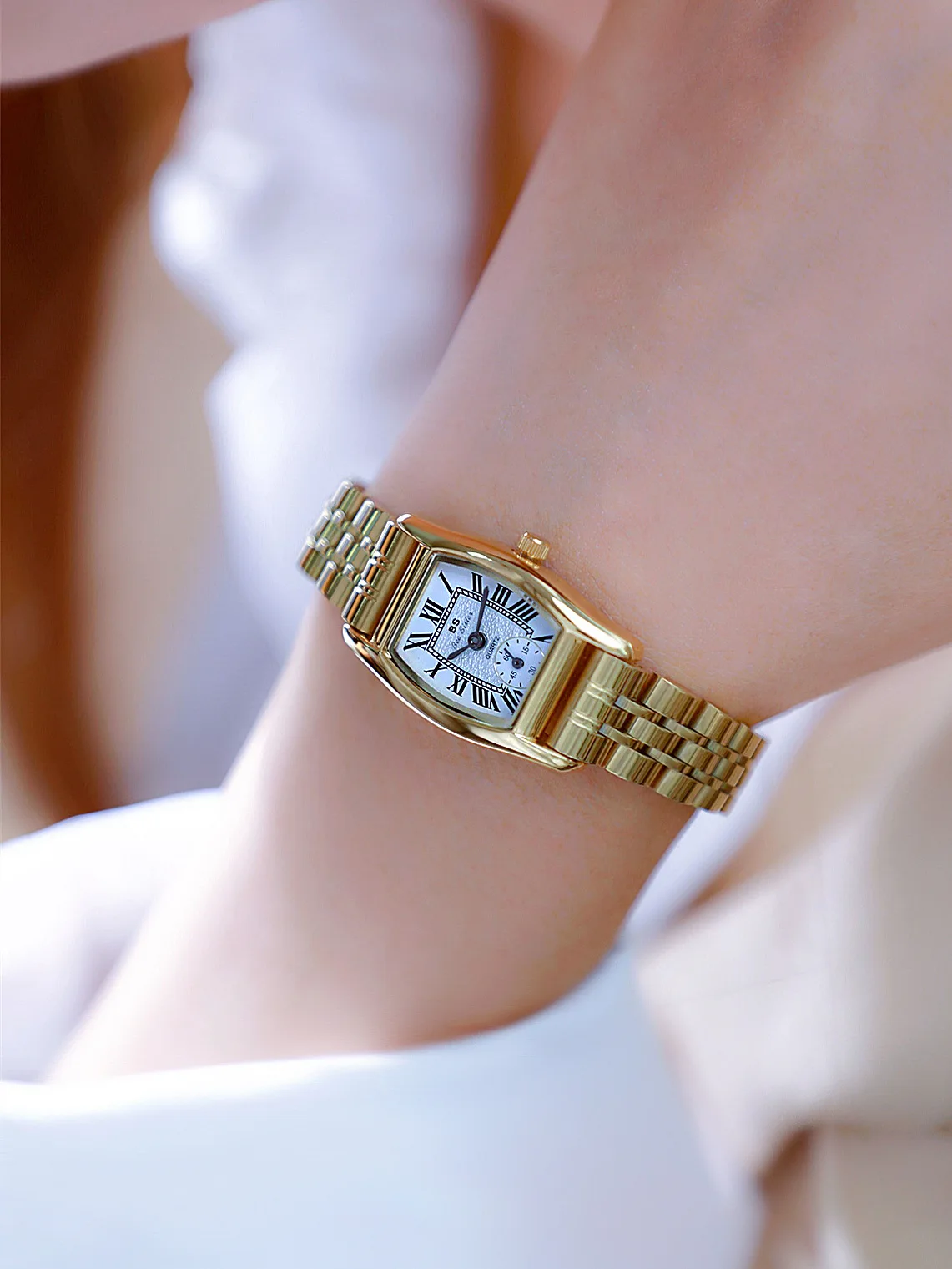 BS Women's Watch Versatile Retro Style Luxury Brand Leather Steel Straps Waterproof Ladies Fashion Quartz Clock Watches Gift