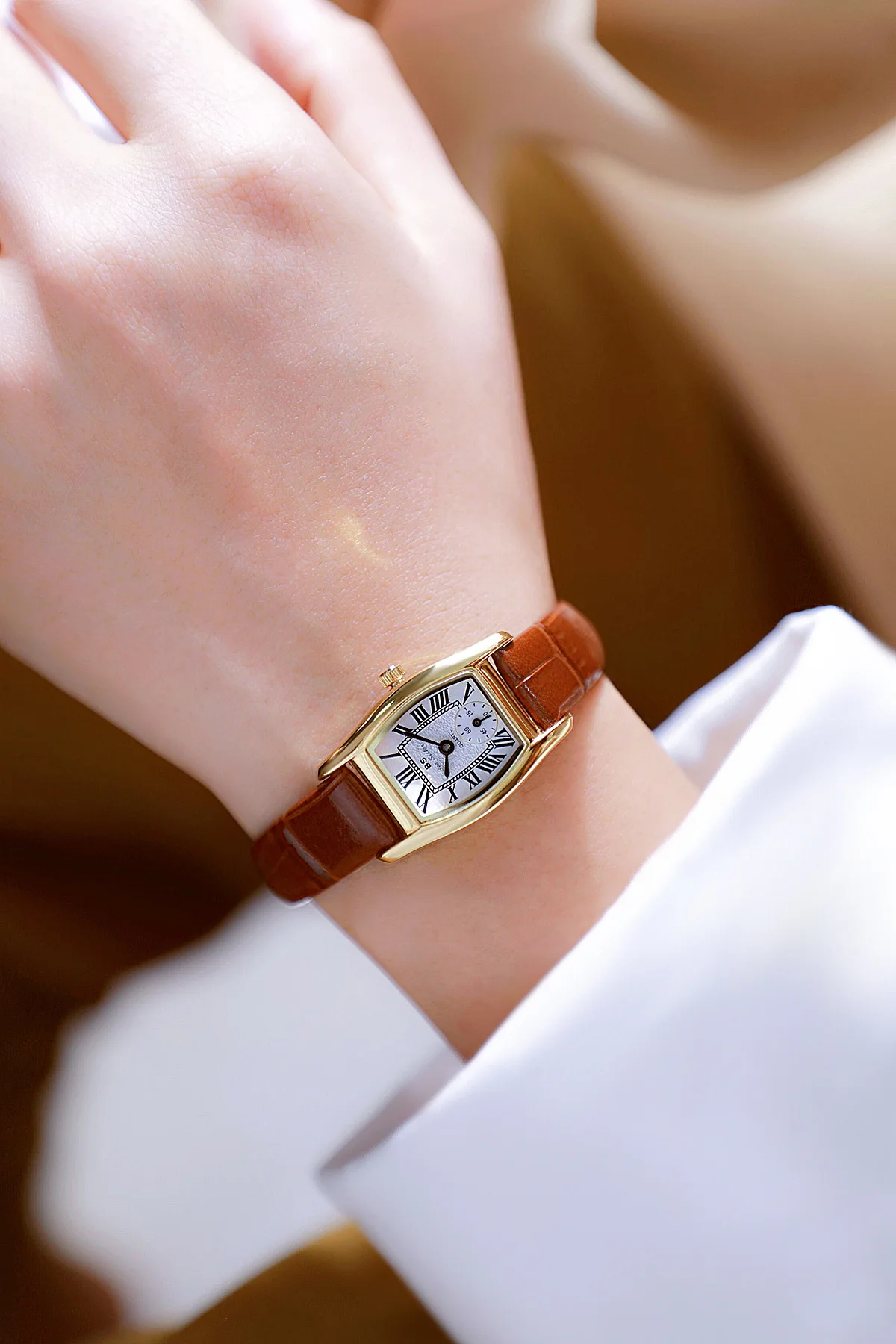 BS Women's Watch Versatile Retro Style Luxury Brand Leather Steel Straps Waterproof Ladies Fashion Quartz Clock Watches Gift