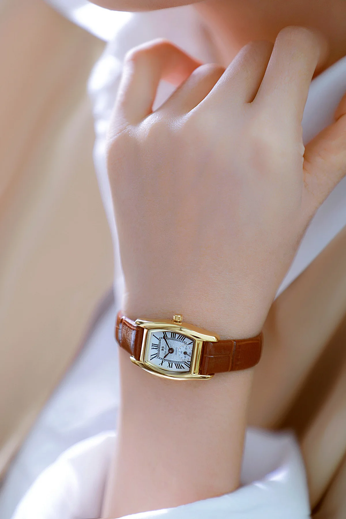 BS Women's Watch Versatile Retro Style Luxury Brand Leather Steel Straps Waterproof Ladies Fashion Quartz Clock Watches Gift