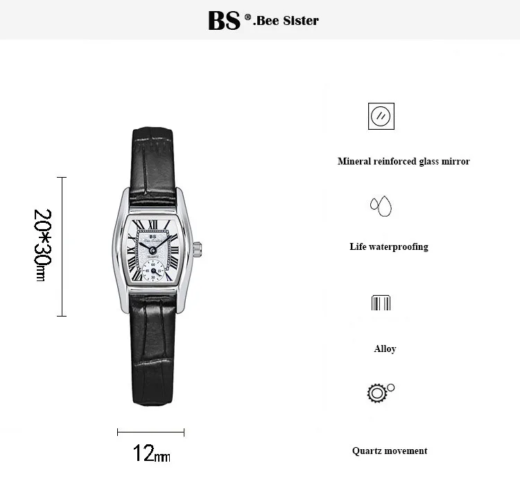 BS Women's Watch Versatile Retro Style Luxury Brand Leather Steel Straps Waterproof Ladies Fashion Quartz Clock Watches Gift