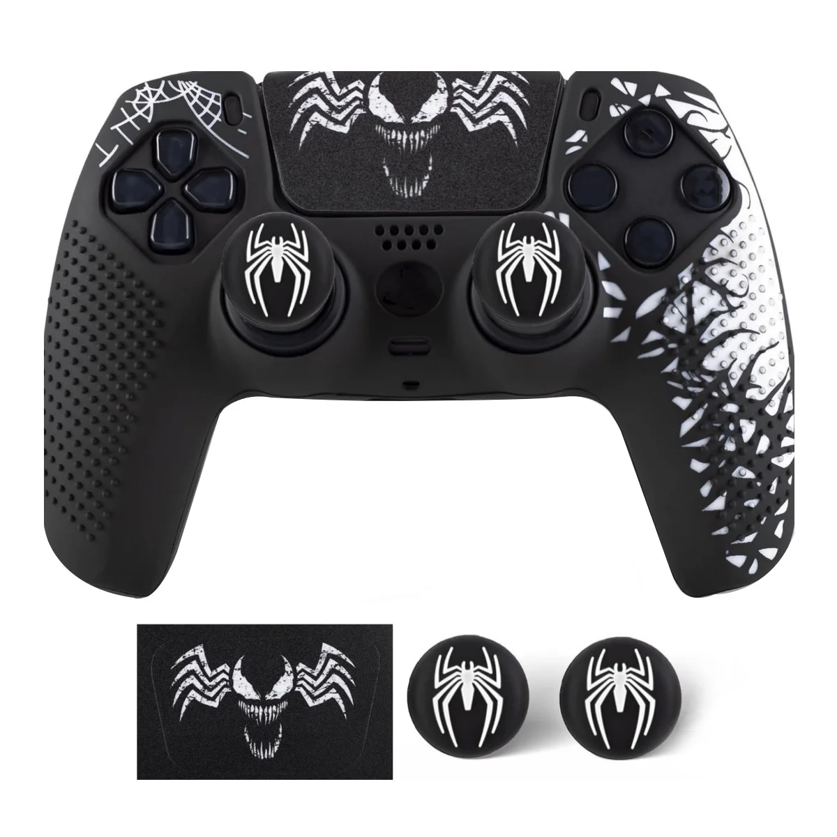 Anti-Slip Controller Skin Shell for PS5 Controller Silicone Cover Case with Rubber Thumb Grip Gaps and Touch Pad Sticker For PS5