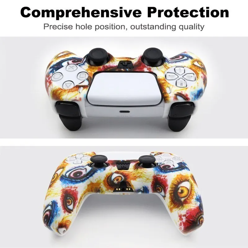 Silicone Cover Skin for PlayStation 5 Accessories for PS5 Controller Cover Thumb Grips Anti-slip Protection Shell Skin for PS5 S