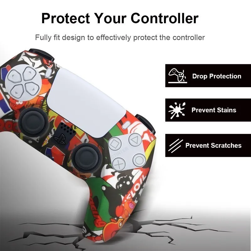 Silicone Cover Skin for PlayStation 5 Accessories for PS5 Controller Cover Thumb Grips Anti-slip Protection Shell Skin for PS5 S
