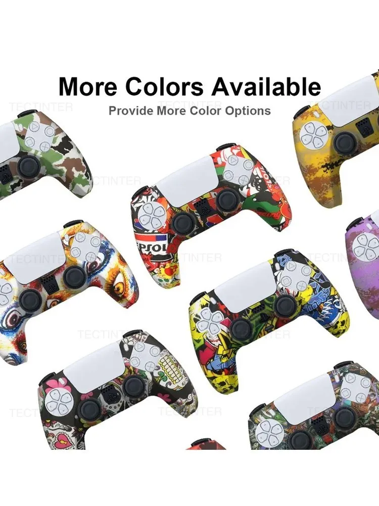 Silicone Cover Skin for PlayStation 5 Accessories for PS5 Controller Cover Thumb Grips Anti-slip Protection Shell Skin for PS5 S