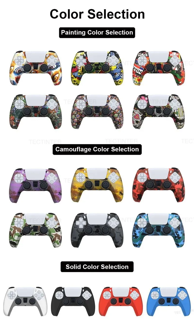 Silicone Cover Skin for PlayStation 5 Accessories for PS5 Controller Cover Thumb Grips Anti-slip Protection Shell Skin for PS5 S