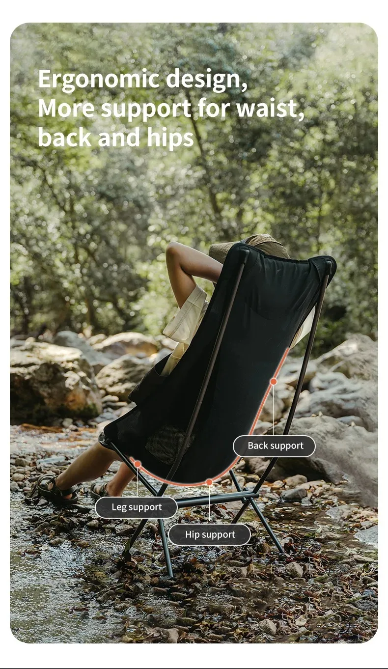 Naturehike Ultralight Folding Chair L04 150kg Load Capacity for Fishing Picnic Outdoor Hiking Moon Chair Portable Relax Chair