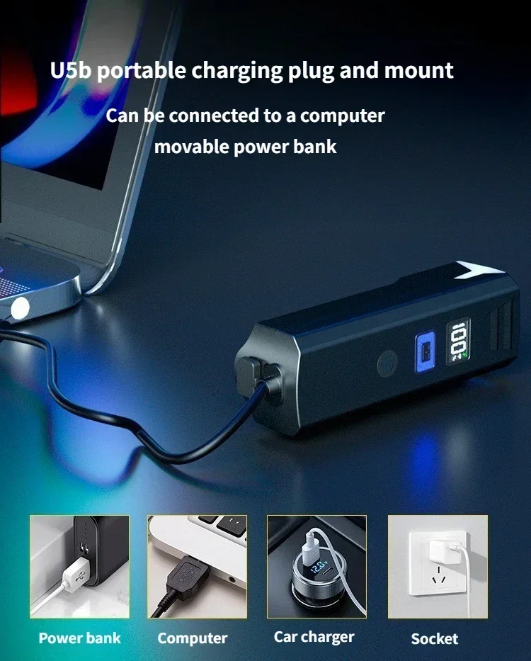 3000Lumen Bike Headlight with 2000mAh Power Bank IPX6 USB Rechargeable Handlebar Flashlight for MTB Road Cycling