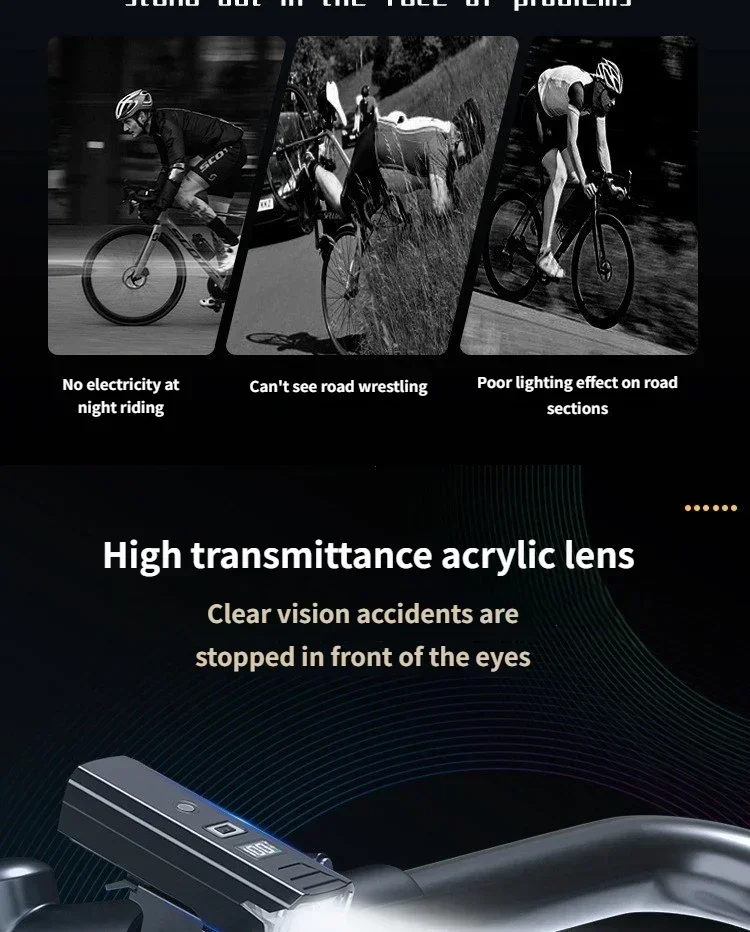 3000Lumen Bike Headlight with 2000mAh Power Bank IPX6 USB Rechargeable Handlebar Flashlight for MTB Road Cycling