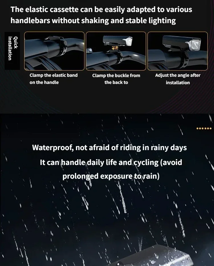 3000Lumen Bike Headlight with 2000mAh Power Bank IPX6 USB Rechargeable Handlebar Flashlight for MTB Road Cycling
