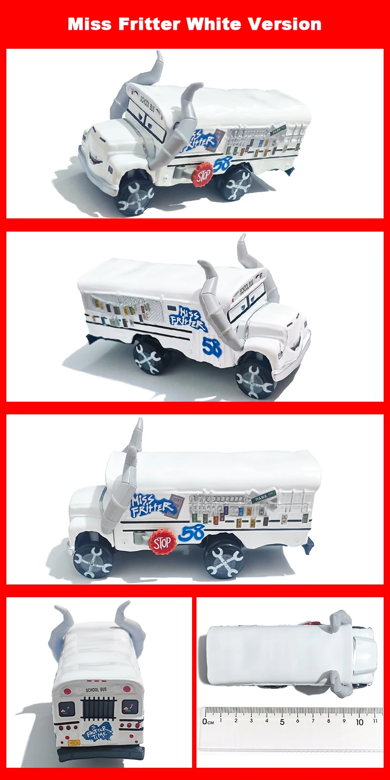Original Pixar Cars 3 Anime Figure School Bus Cartoon Model Cars 1:55 Metal Die Casting Alloy Cars Child Toys Birthday Gifts