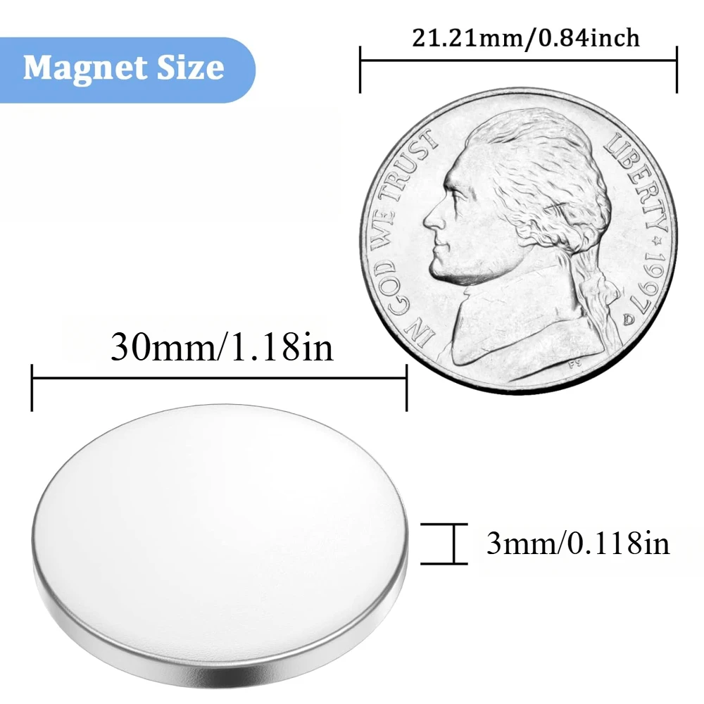 High-Power Neodymium Round Magnet 25x2/25x3/30x2/30x3 mm, Ideal for Fridge Decor, DIY Crafts, Bag Accessories, and Whiteboard