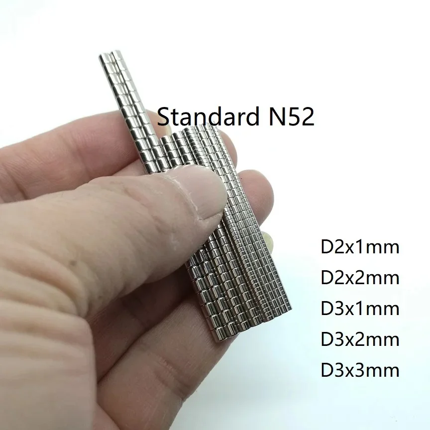 10 50PCS/LOT Disc Standard N52 NdFeB Magnet 2*1 3*1 3*3 Strong Rare Earth Permanent Neodymium Magnets 2x2 3x2