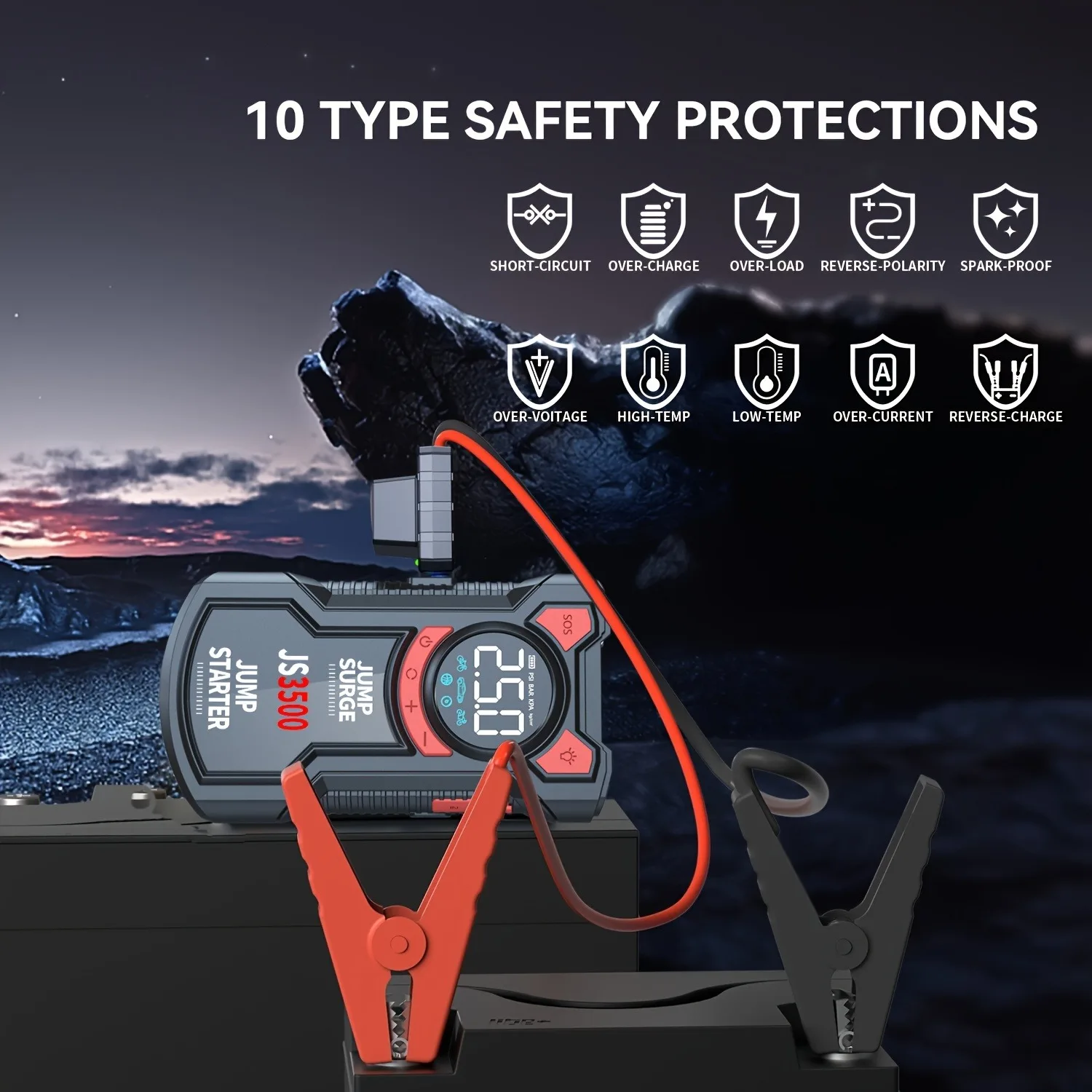PAIVIROKU 5-in-1 Jump Starter with Air Pump 3000A Peak Starter Box 150PSI Battery Pack with Digital Tire Inflator Car Battery Jump Starter