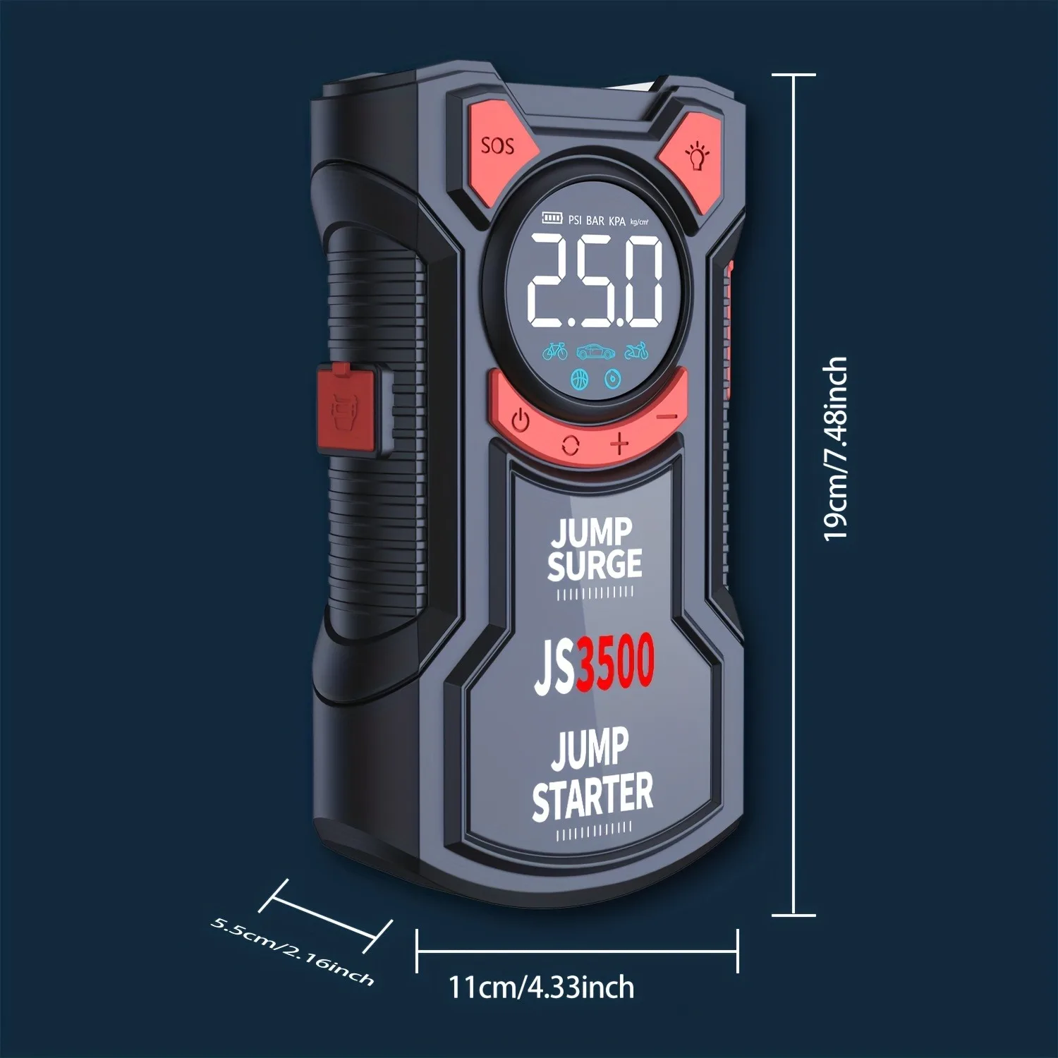 PAIVIROKU 5-in-1 Jump Starter with Air Pump 3000A Peak Starter Box 150PSI Battery Pack with Digital Tire Inflator Car Battery Jump Starter