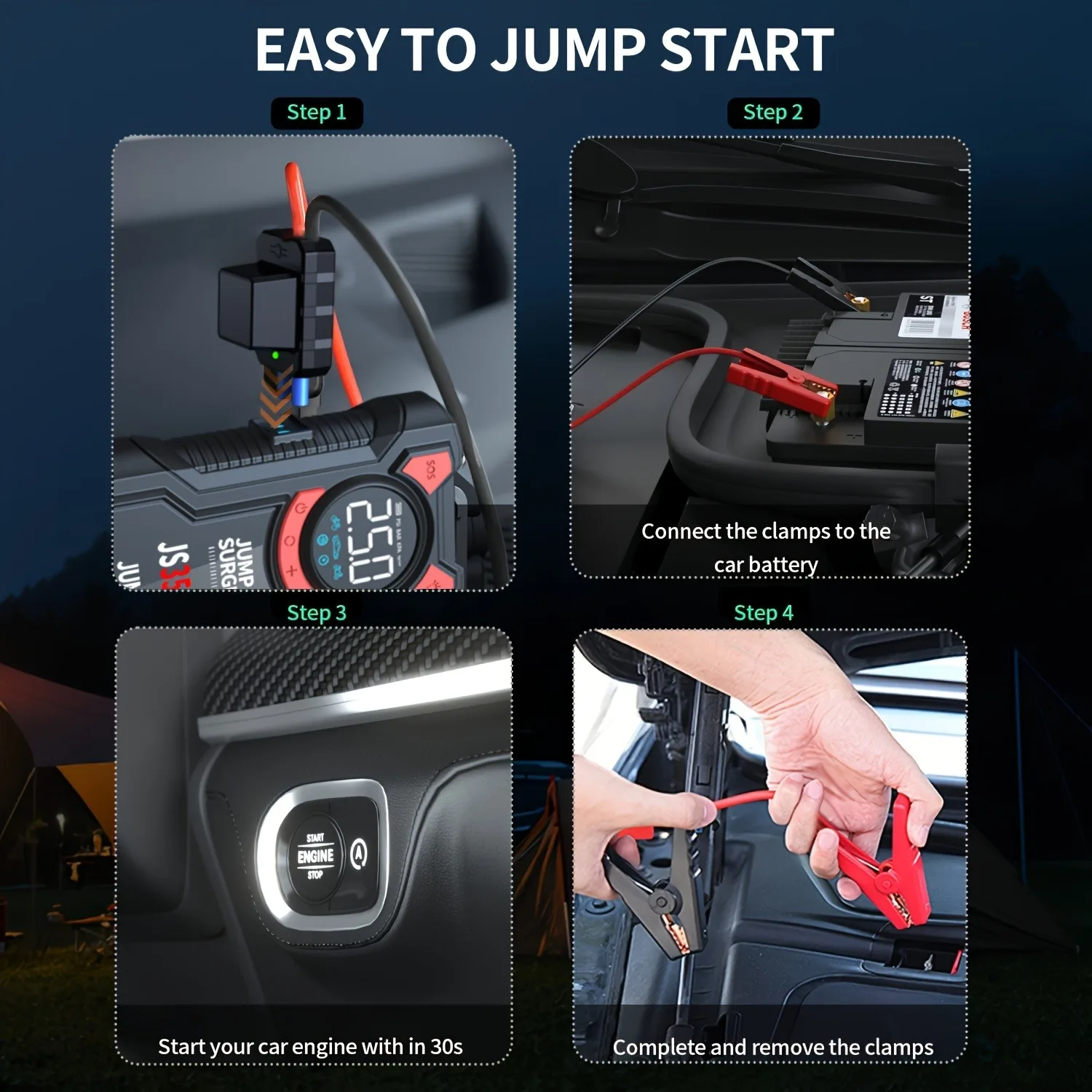 PAIVIROKU 5-in-1 Jump Starter with Air Pump 3000A Peak Starter Box 150PSI Battery Pack with Digital Tire Inflator Car Battery Jump Starter