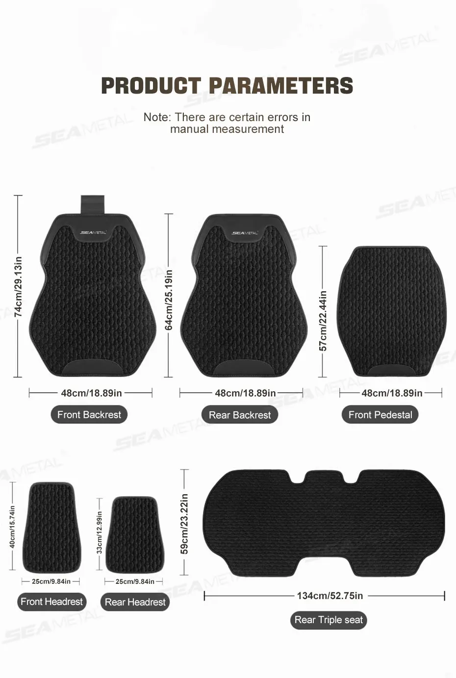 SEAMETAL Flax Car Seat Cover Front Rear Linen Fabric Cushion Breathable Auto Seat Mat Protector Universal For Most Truck SUV Van