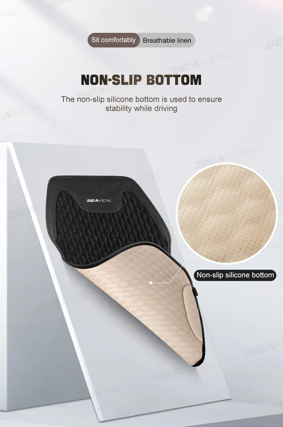 SEAMETAL Flax Car Seat Cover Front Rear Linen Fabric Cushion Breathable Auto Seat Mat Protector Universal For Most Truck SUV Van