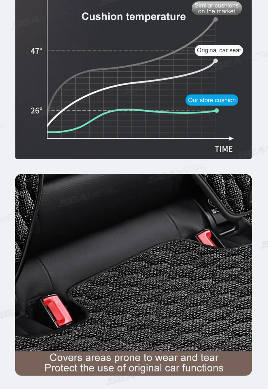 SEAMETAL Flax Car Seat Cover Front Rear Linen Fabric Cushion Breathable Auto Seat Mat Protector Universal For Most Truck SUV Van