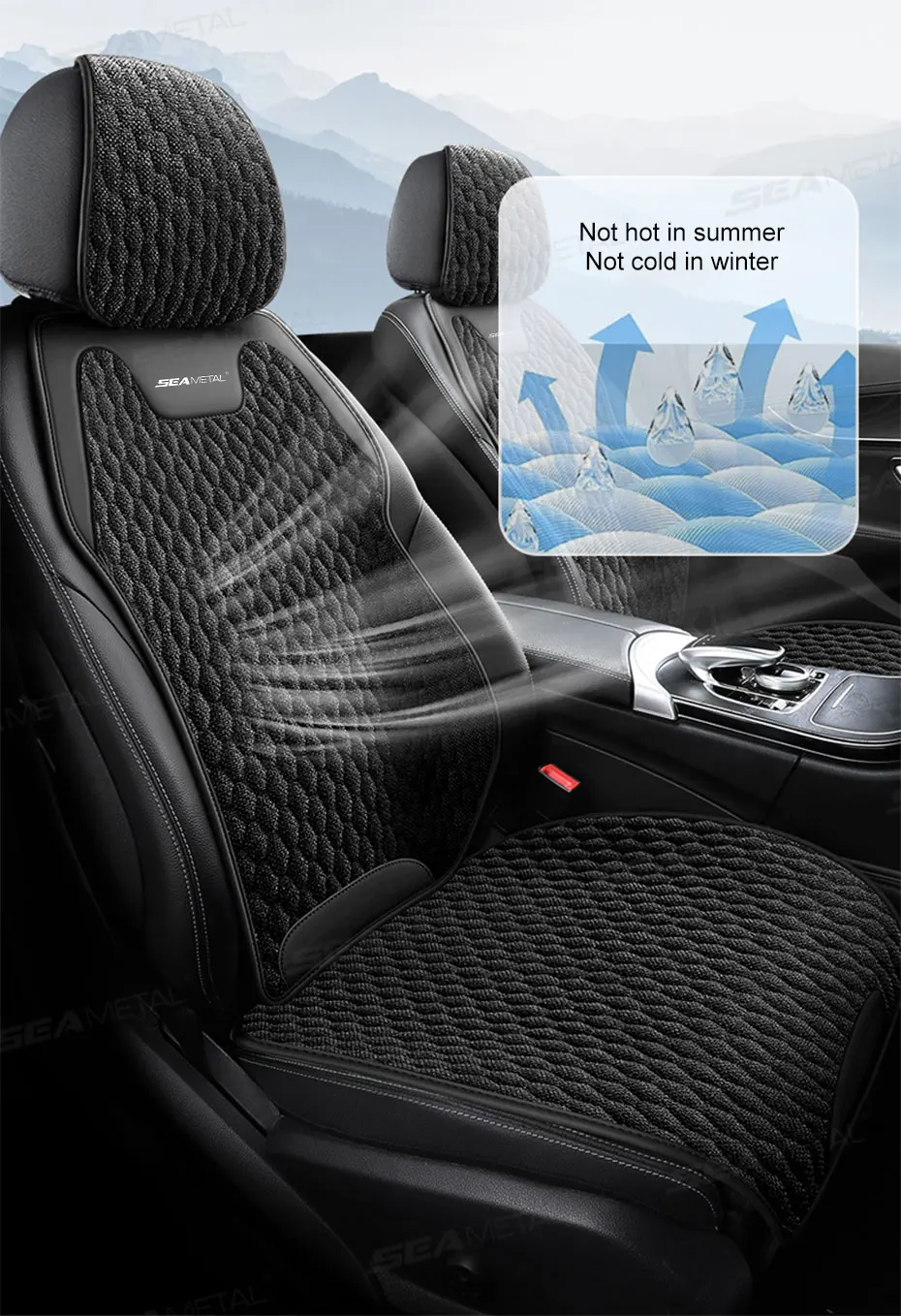 SEAMETAL Flax Car Seat Cover Front Rear Linen Fabric Cushion Breathable Auto Seat Mat Protector Universal For Most Truck SUV Van