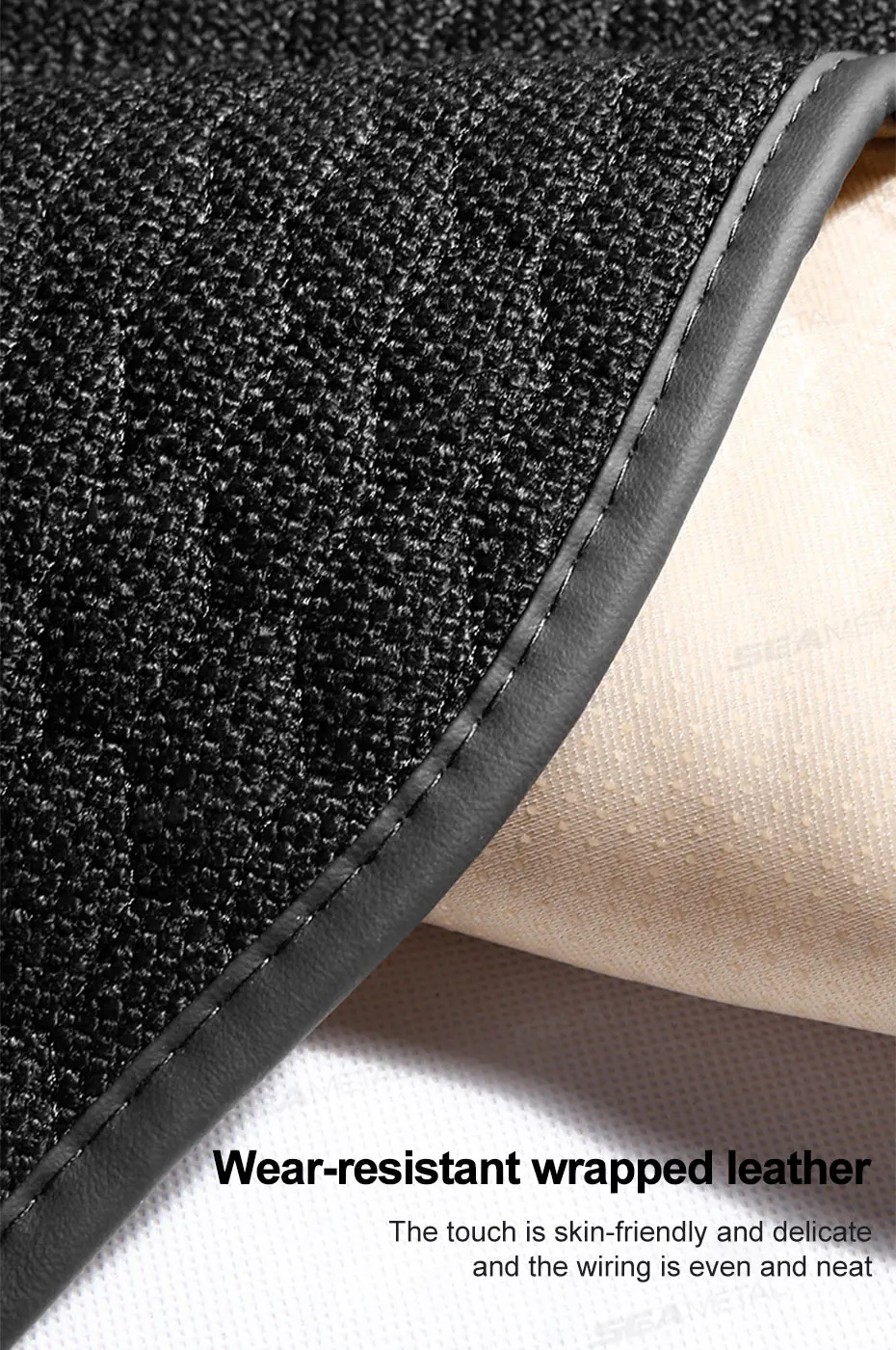 SEAMETAL Flax Car Seat Cover Front Rear Linen Fabric Cushion Breathable Auto Seat Mat Protector Universal For Most Truck SUV Van
