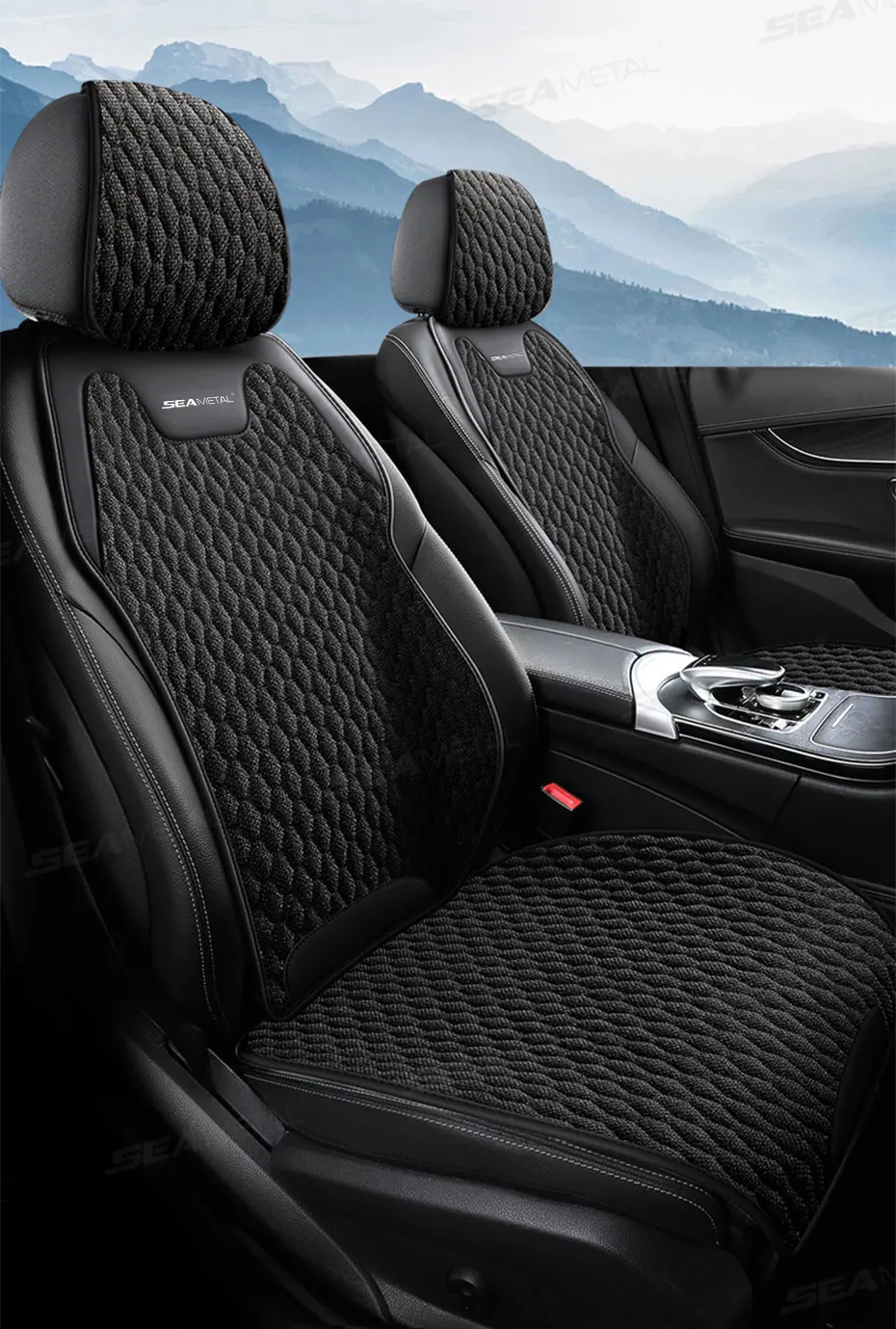 SEAMETAL Flax Car Seat Cover Front Rear Linen Fabric Cushion Breathable Auto Seat Mat Protector Universal For Most Truck SUV Van