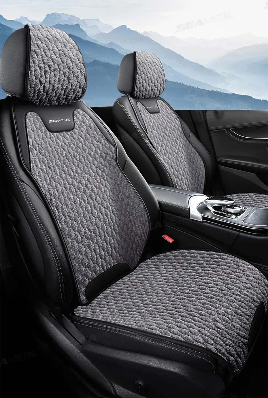 SEAMETAL Flax Car Seat Cover Front Rear Linen Fabric Cushion Breathable Auto Seat Mat Protector Universal For Most Truck SUV Van