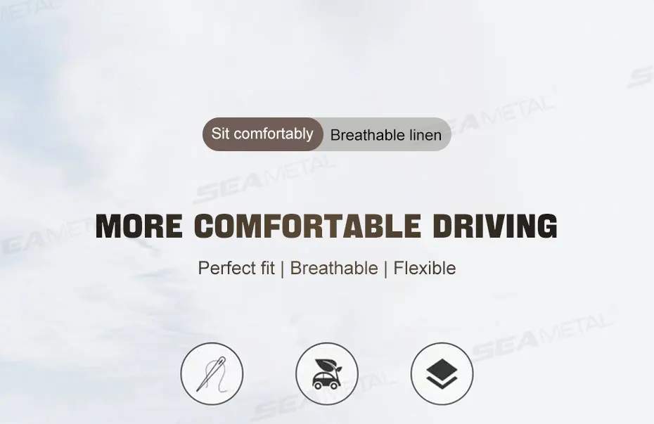 SEAMETAL Flax Car Seat Cover Front Rear Linen Fabric Cushion Breathable Auto Seat Mat Protector Universal For Most Truck SUV Van