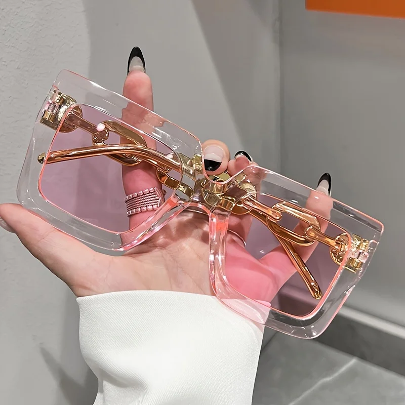 Luxury square fashion glasses for women casual candy color anti glare sun shades for beach party Travel