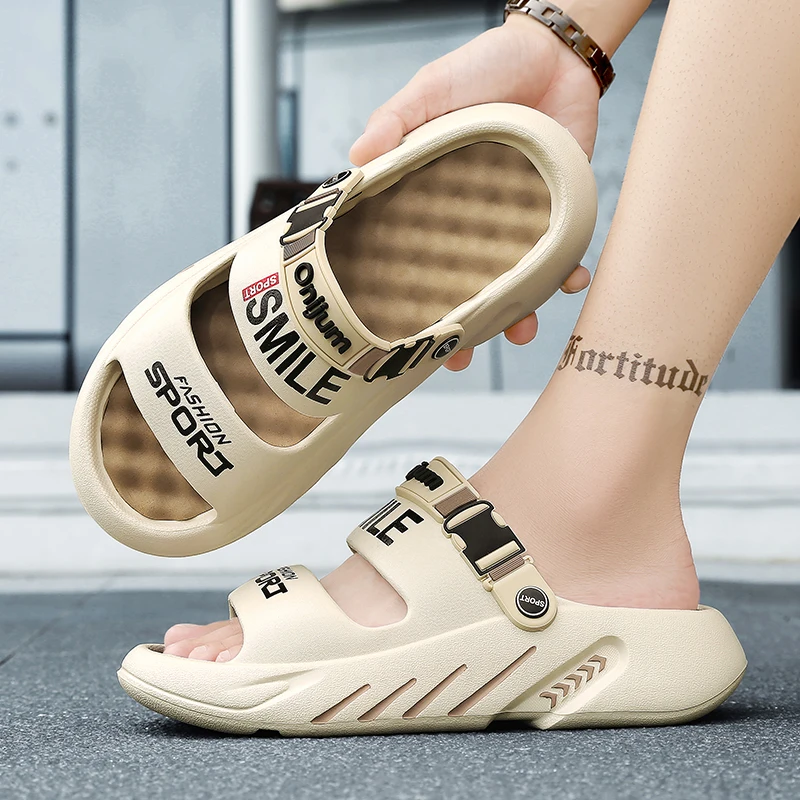 NEW Men's Massage Slippers Outdoor Sandals Beach Comfortable Soft Clogs Slides Casual Shoes Men Indoor Outdoor Sandals Big Size