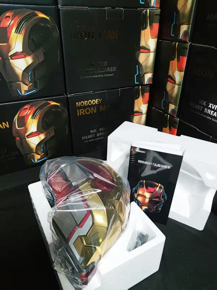 Iron Man Mk17 1:1 Full Face Helmet Jarvis Collectible Cosplay Voice Control Electric Wearable Mask Prop Mecha Model Toy Gifts