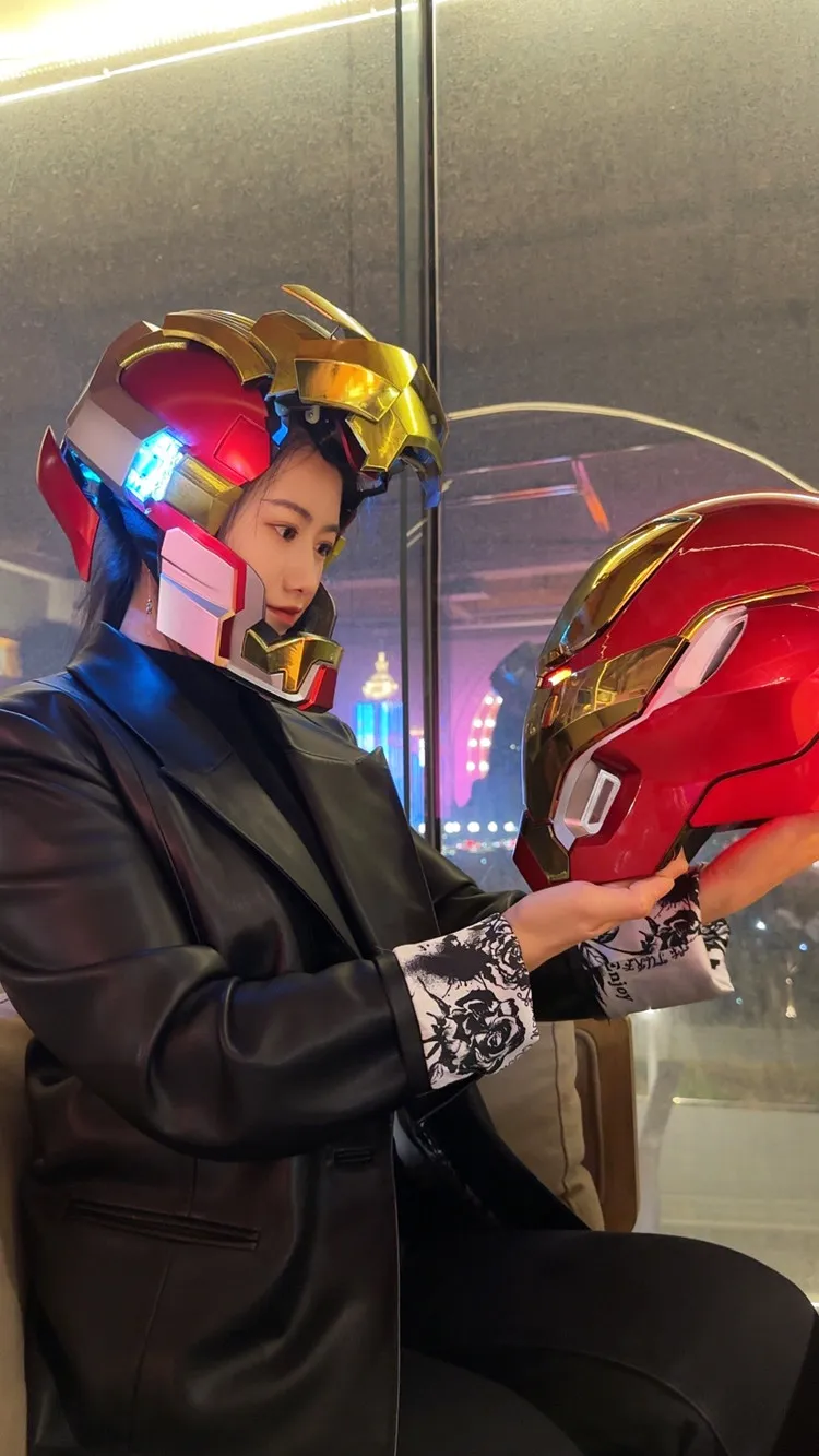 Iron Man Mk17 1:1 Full Face Helmet Jarvis Collectible Cosplay Voice Control Electric Wearable Mask Prop Mecha Model Toy Gifts