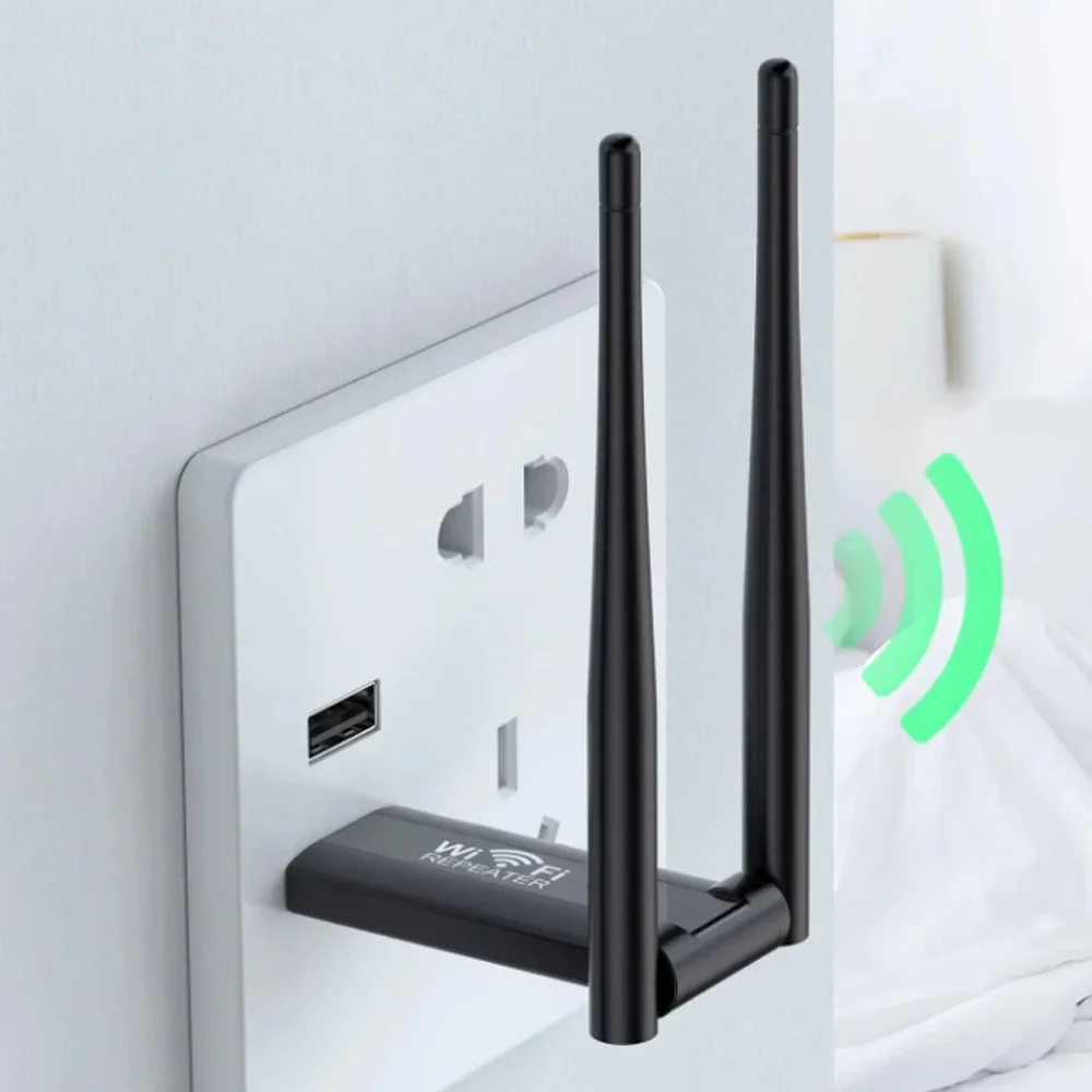 KEBIDUMEI Wireless 2.4G 300Mbps USB WiFi Repeater Extender Signal Amplifier Booster Long Range Router Home Network Extension