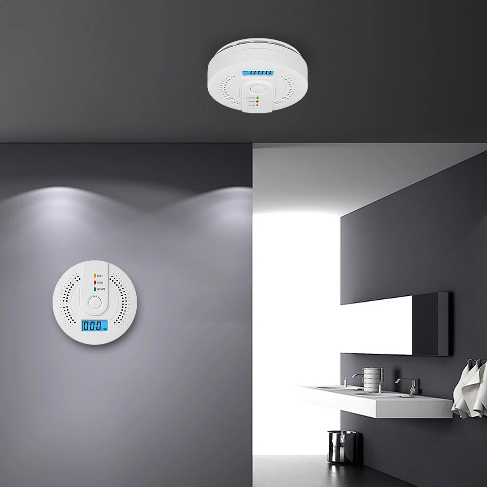 Carbon Monoxide Detector CO Gas Monitor Alarm Sound & Light Warning CO Sensor Detector with LED Digital Display for Home Office