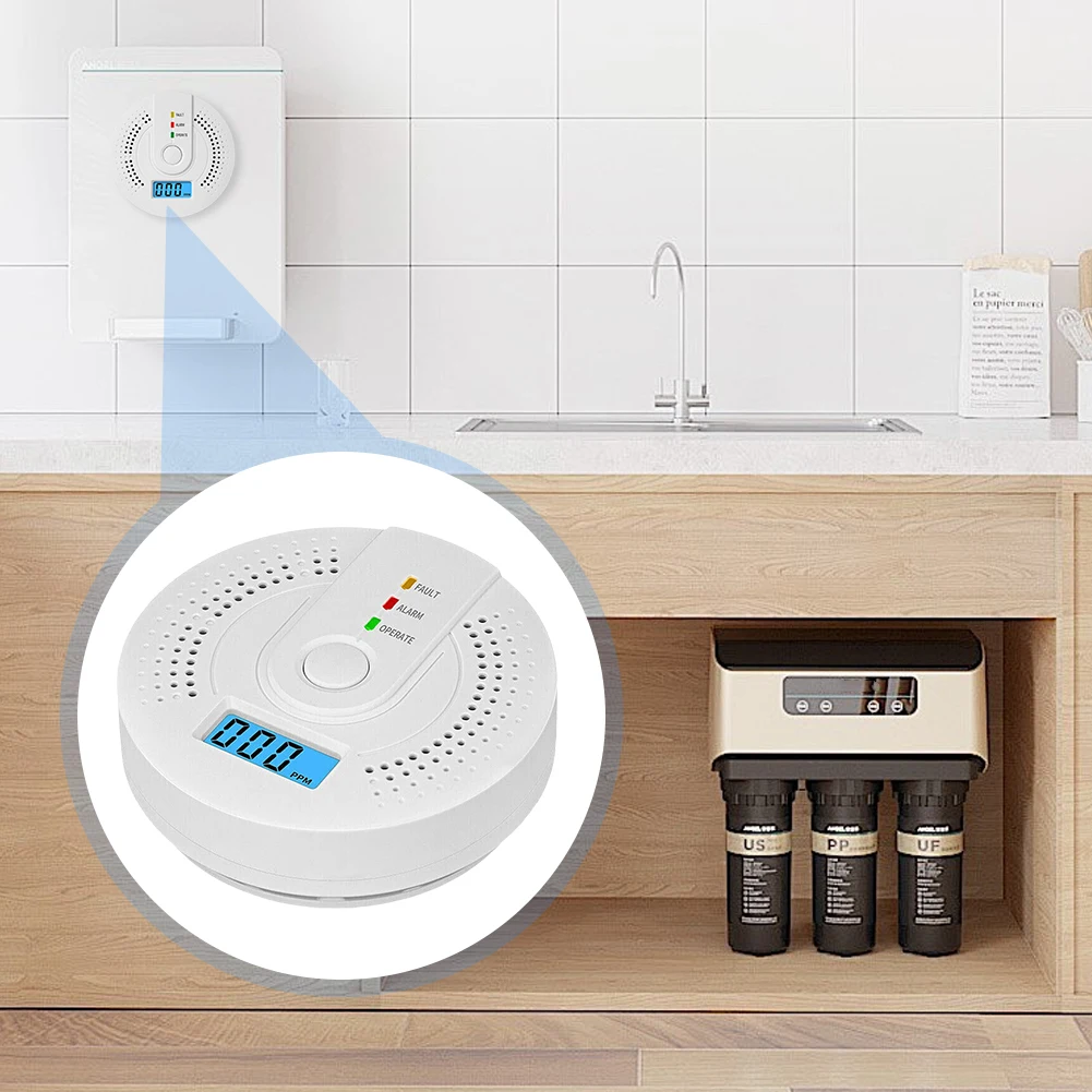 Carbon Monoxide Detector CO Gas Monitor Alarm Sound & Light Warning CO Sensor Detector with LED Digital Display for Home Office