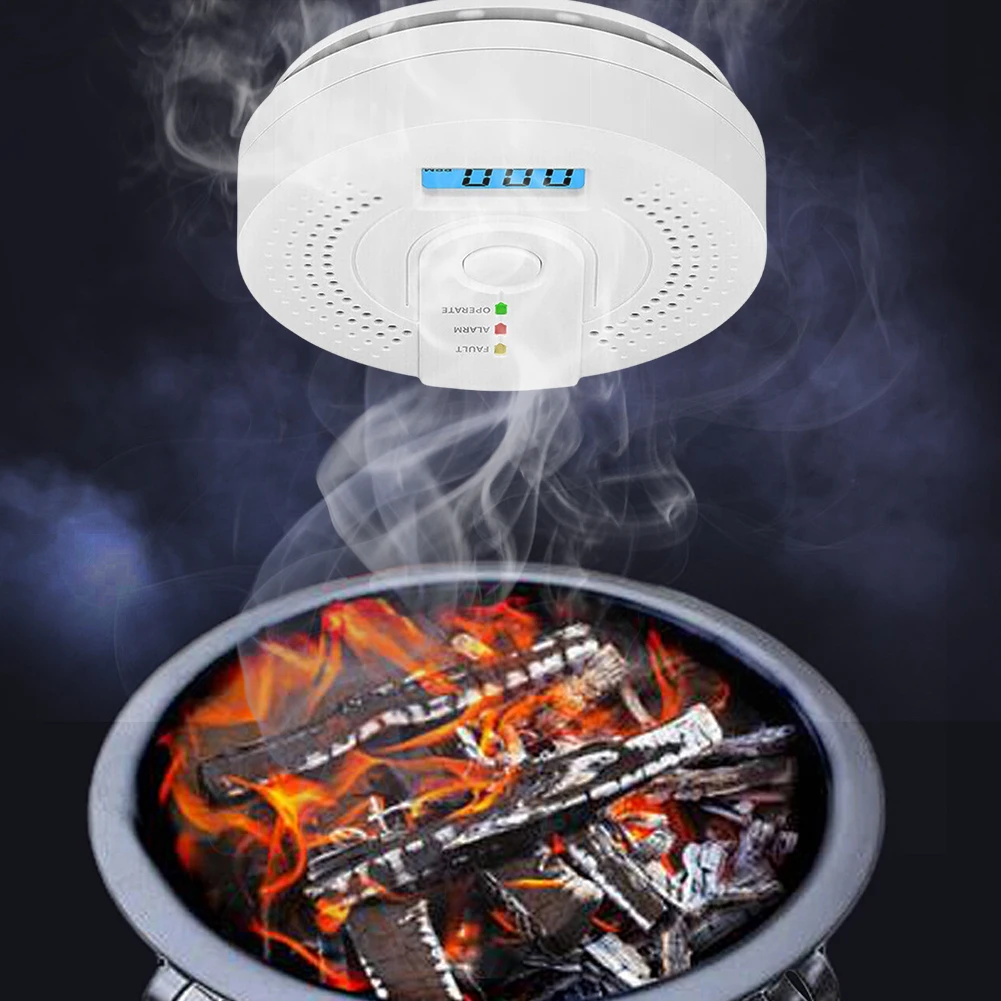 Carbon Monoxide Detector CO Gas Monitor Alarm Sound & Light Warning CO Sensor Detector with LED Digital Display for Home Office