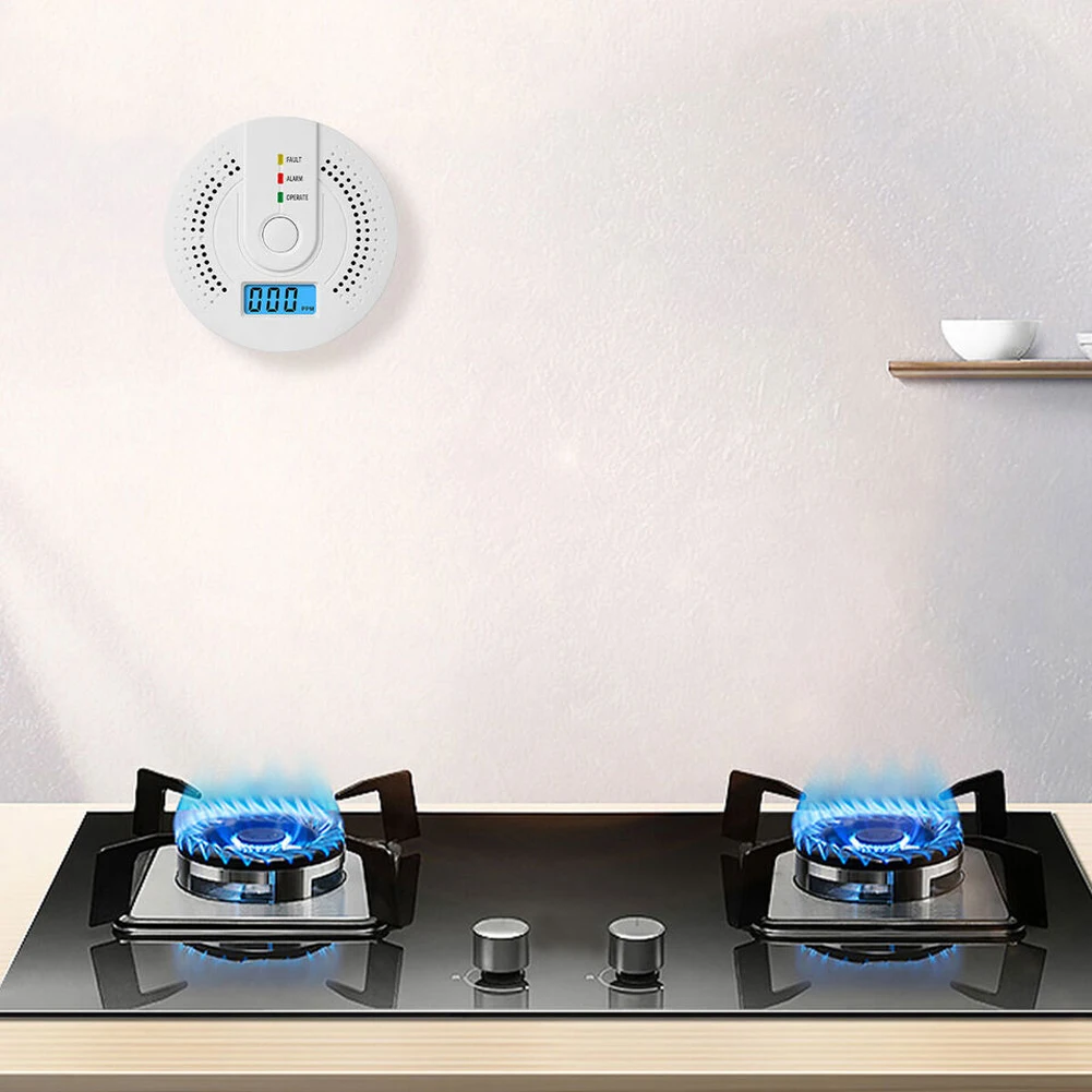 Carbon Monoxide Detector CO Gas Monitor Alarm Sound & Light Warning CO Sensor Detector with LED Digital Display for Home Office