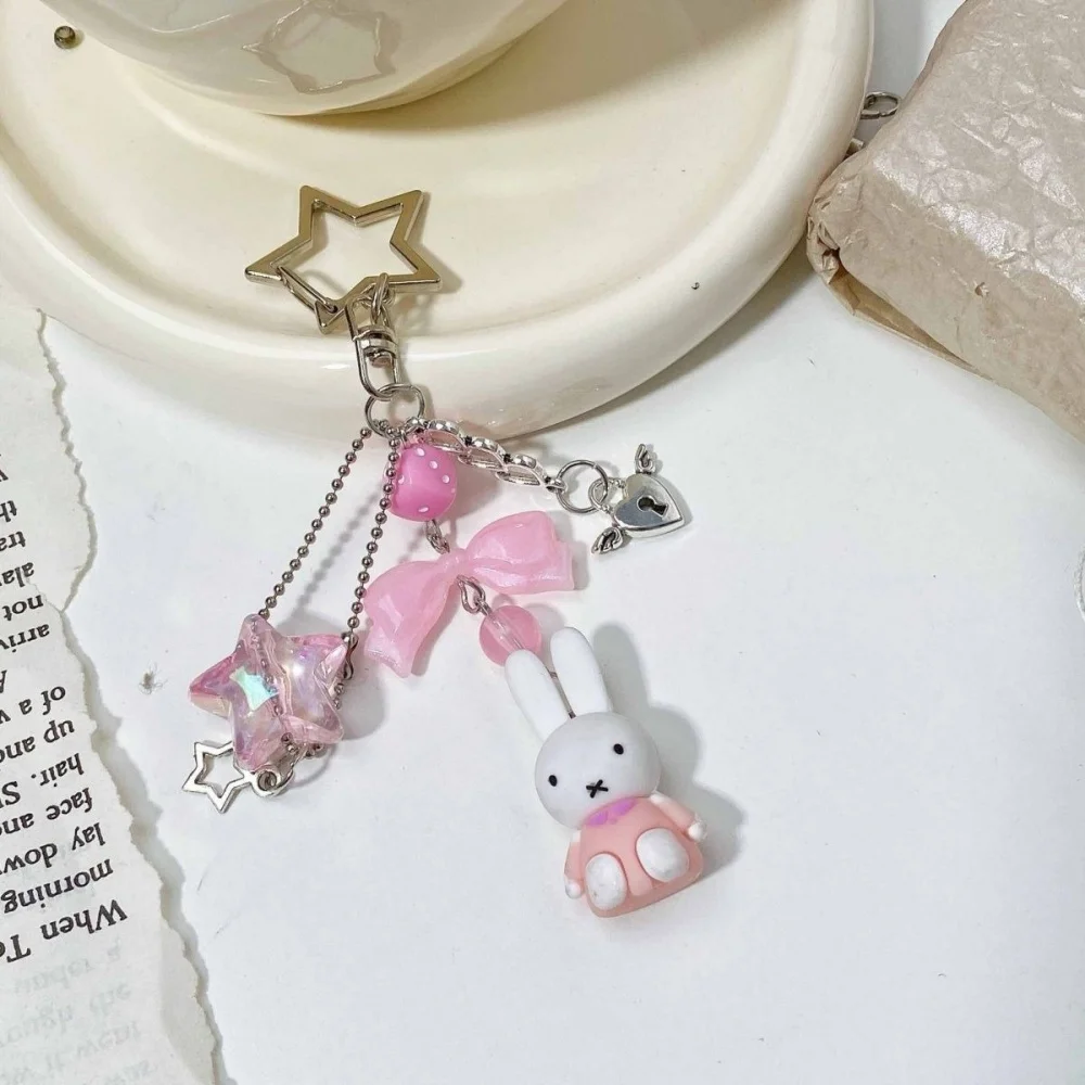 Cute Miffy Kawaii New Style Pendant Mini Cartoon Rabbit Keychain Backpack Schoolbag Handbag Mobile Phone Case Pendant Girl Gift