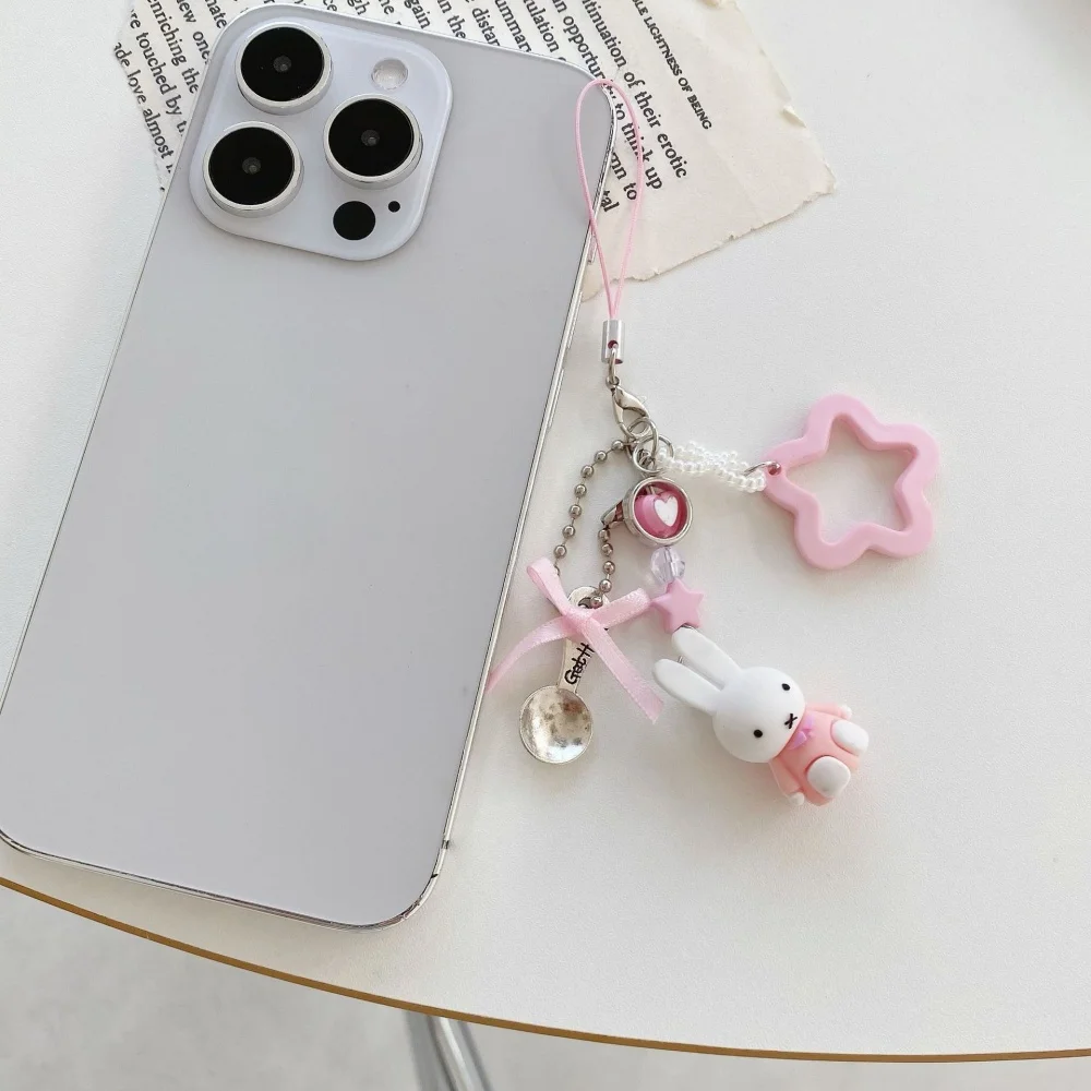 Cute Miffy Kawaii New Style Pendant Mini Cartoon Rabbit Keychain Backpack Schoolbag Handbag Mobile Phone Case Pendant Girl Gift