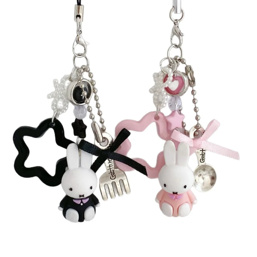 Cute Miffy Kawaii New Style Pendant Mini Cartoon Rabbit Keychain Backpack Schoolbag Handbag Mobile Phone Case Pendant Girl Gift