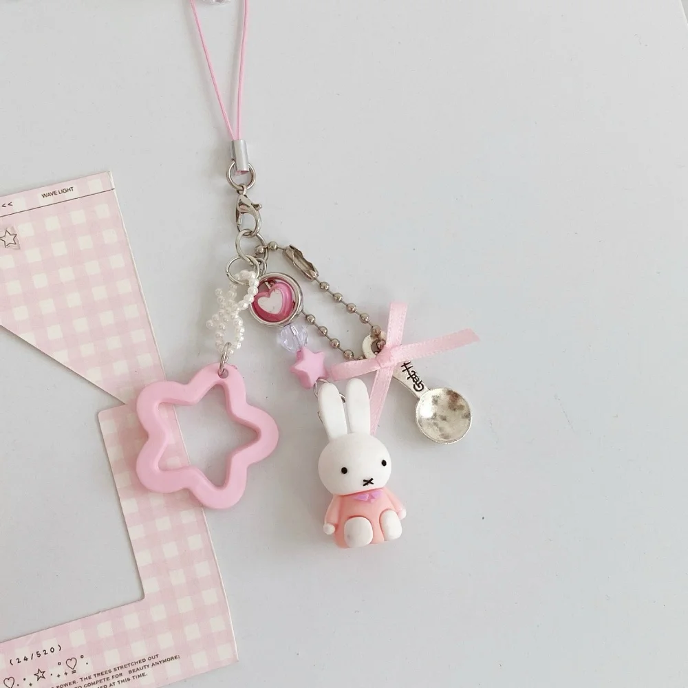 Cute Miffy Kawaii New Style Pendant Mini Cartoon Rabbit Keychain Backpack Schoolbag Handbag Mobile Phone Case Pendant Girl Gift