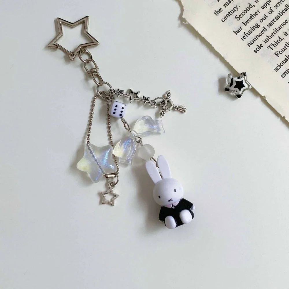 Cute Miffy Kawaii New Style Pendant Mini Cartoon Rabbit Keychain Backpack Schoolbag Handbag Mobile Phone Case Pendant Girl Gift