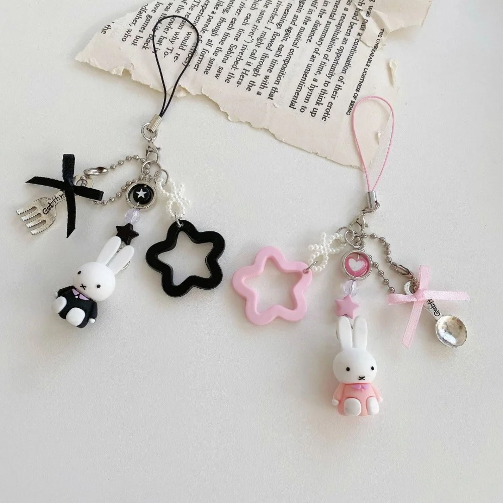 Cute Miffy Kawaii New Style Pendant Mini Cartoon Rabbit Keychain Backpack Schoolbag Handbag Mobile Phone Case Pendant Girl Gift