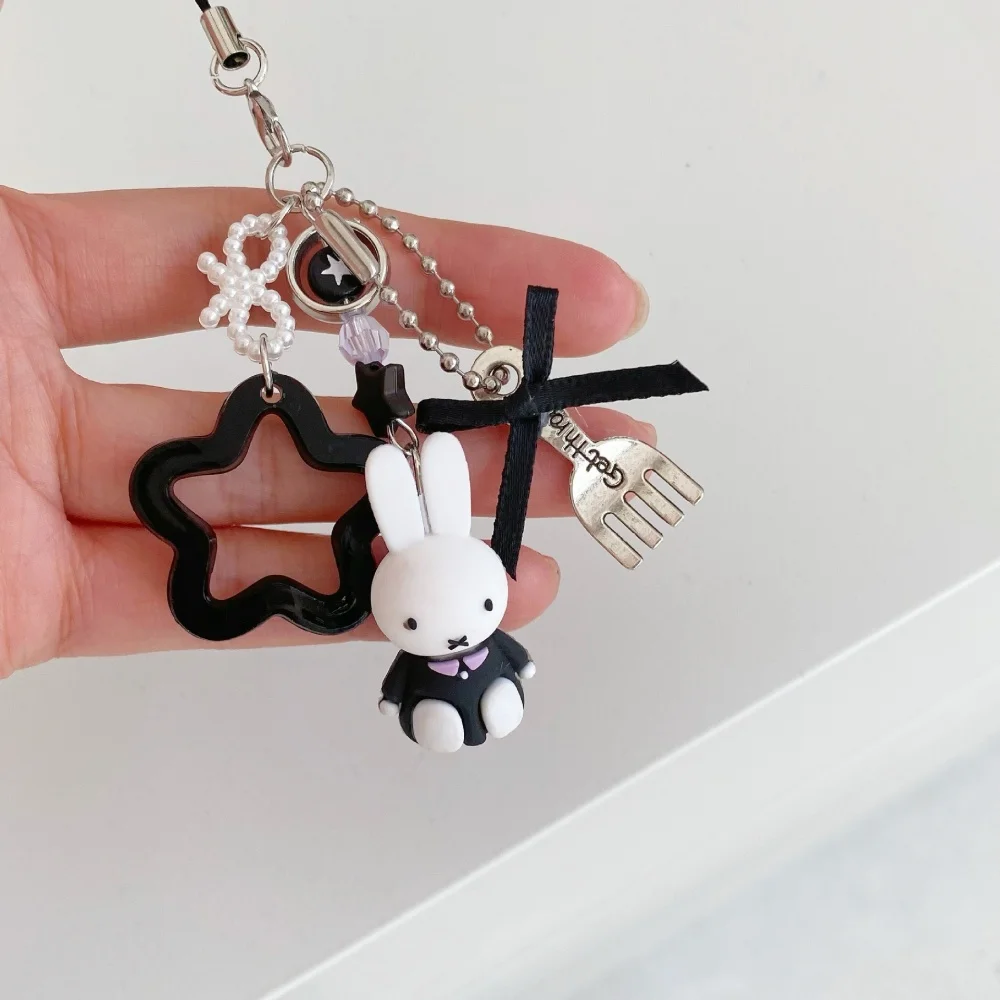 Cute Miffy Kawaii New Style Pendant Mini Cartoon Rabbit Keychain Backpack Schoolbag Handbag Mobile Phone Case Pendant Girl Gift