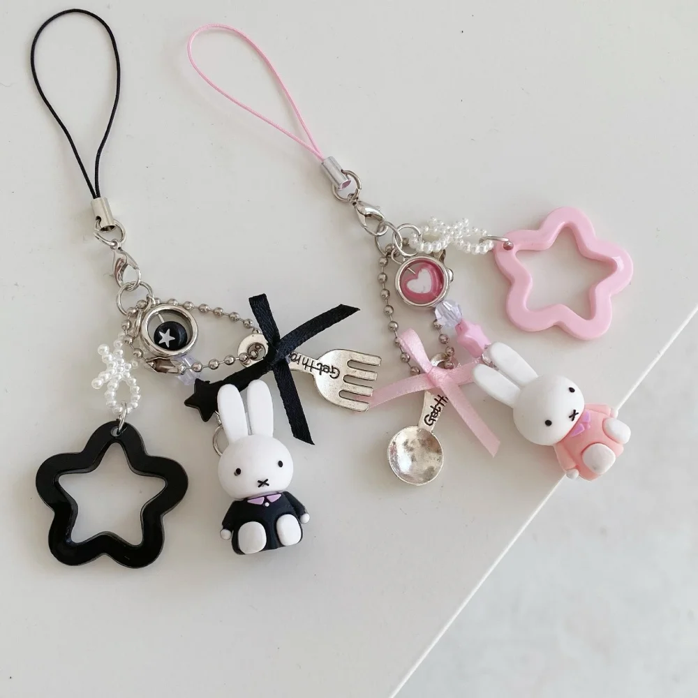 Cute Miffy Kawaii New Style Pendant Mini Cartoon Rabbit Keychain Backpack Schoolbag Handbag Mobile Phone Case Pendant Girl Gift