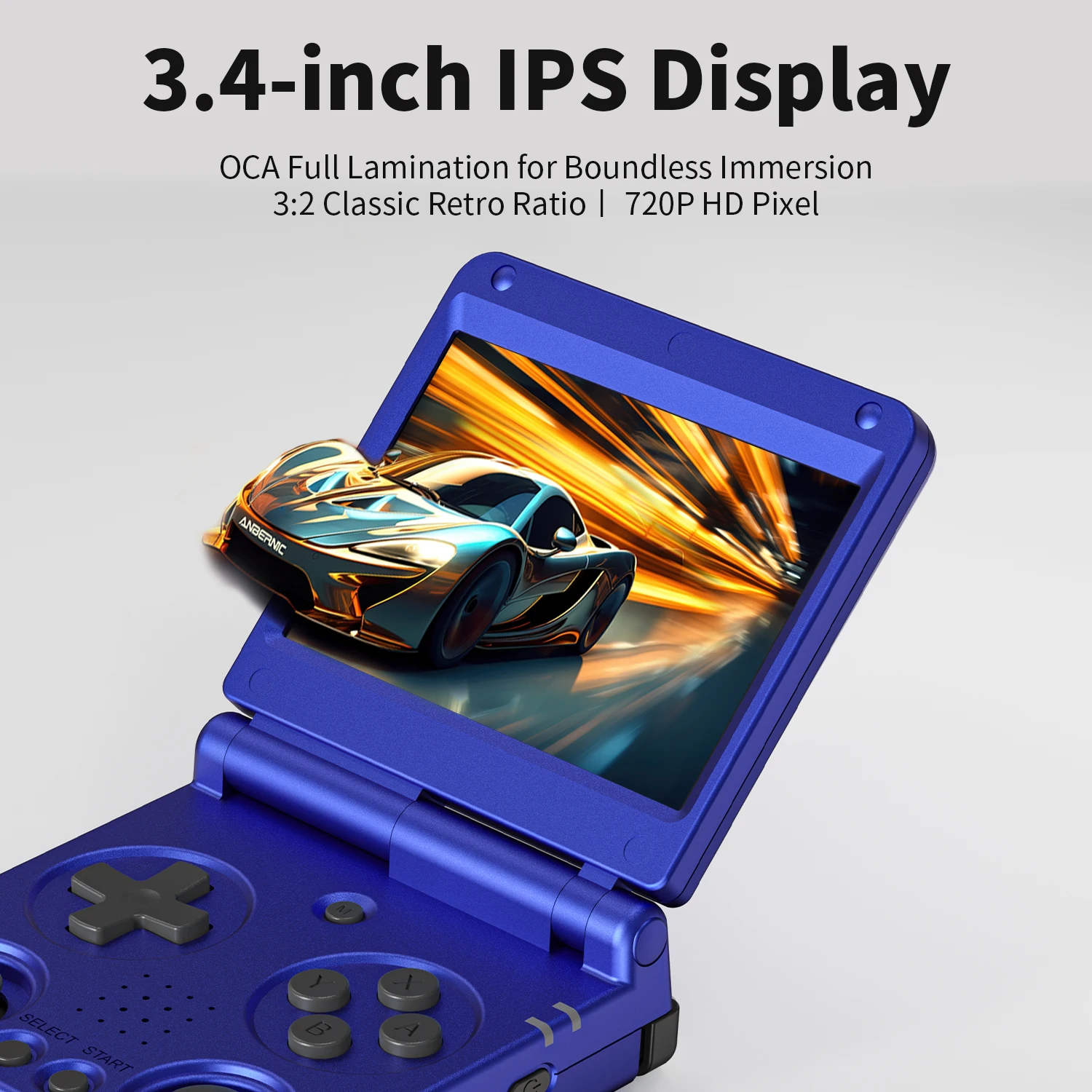 Anbernic RG34XXSP Flip Retro Handheld Game Console 3.4'' IPS 720*480 Screen Linux 64-bit 3300mAh Portable Games Player Supports Wifi Bluetooth HDMI Connection to TV Streaming RG 34XXSP